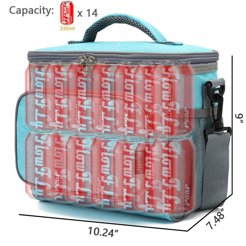 FlowFly Insulated Reusable Lunch Bag Adult Large Lunch Box for Women and Men with Adjustable Shoulder Strap,Front Zipper Pocket and Dual Large Mesh Side Pockets,SeaBlue - Image 4